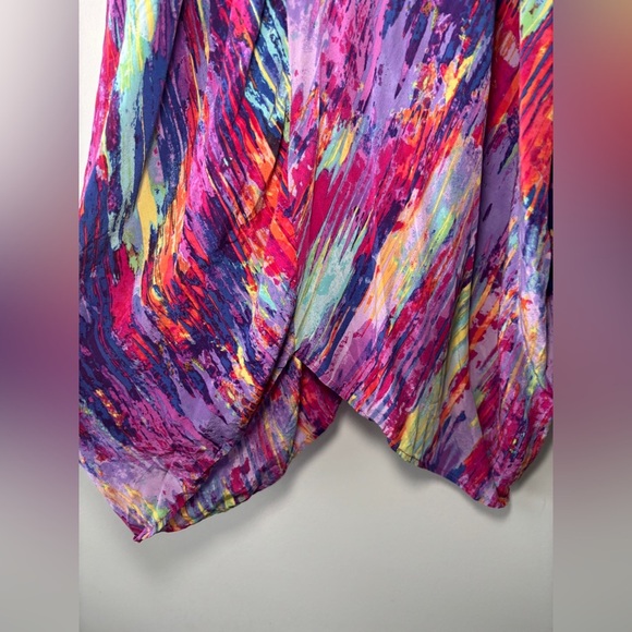 Charlie Jade Women's Multicolor 100% Silk Belted Faux Wrap Dress Size XS - Picture 5 of 9